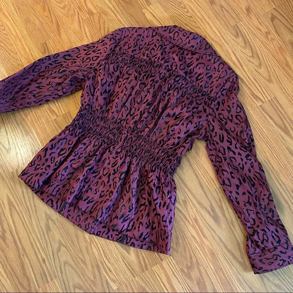 Vintage 90’s Y2K Leopard Print Burgundy Vintage Blazer Jacket Size M
